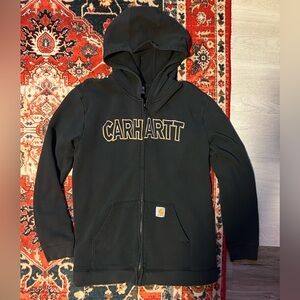 Carhartt Black Zip-Up Hoodie with Gold Logo
